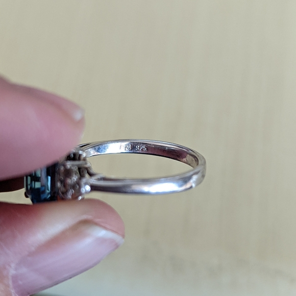 Blue Topaz Ring with CZ accents - Picture 2 of 5